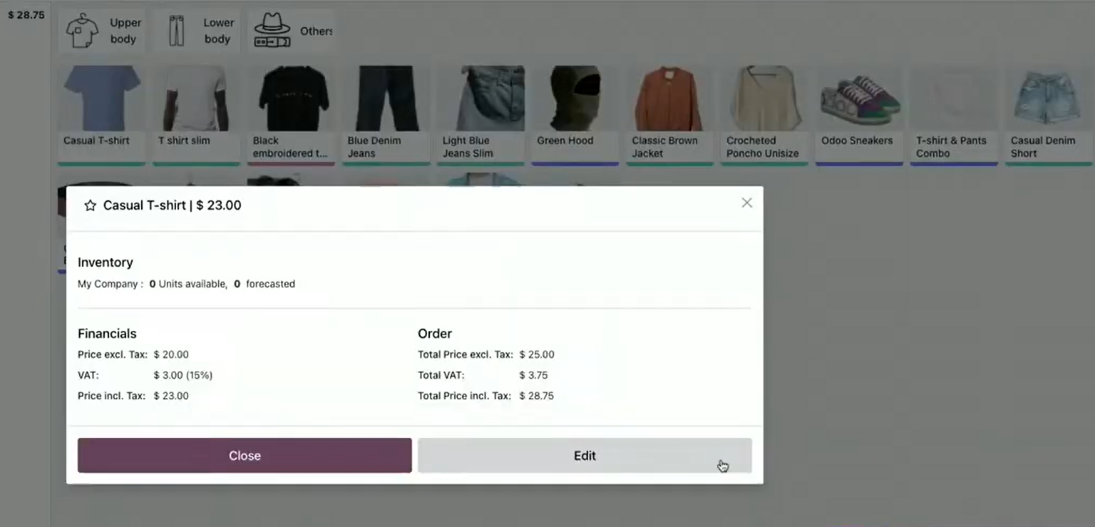 Informations produit Odoo 19